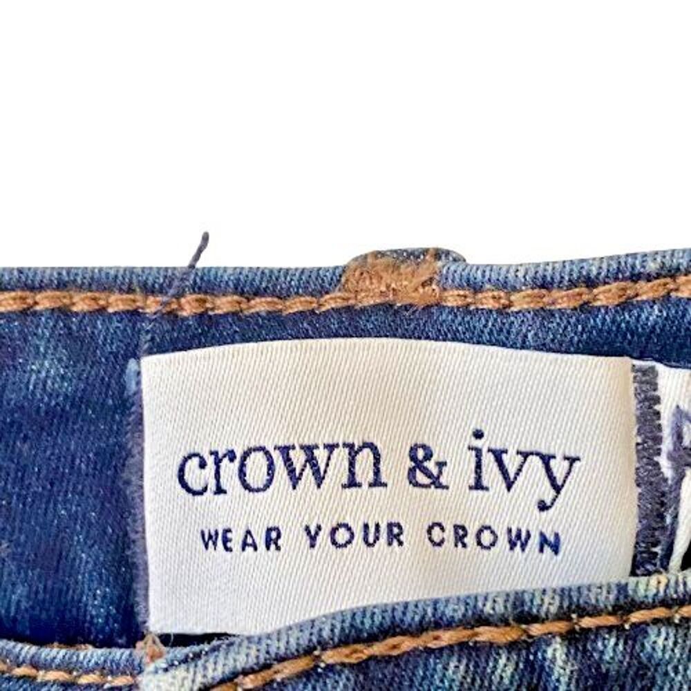 Crown and Ivy Jeans Womens Size 10 Mid Rise Straight Leg Denim Blue Raw Hem - Picture 3 of 6